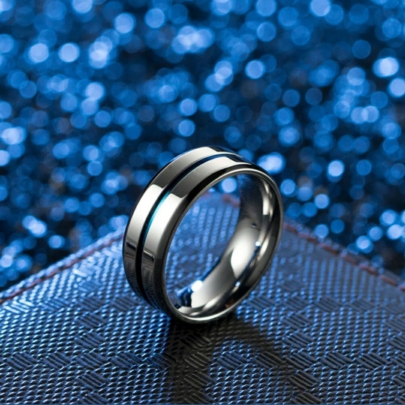 Take 1 Boutique Other - Stainless Steel w/ Blue Center - Titanium Ring
